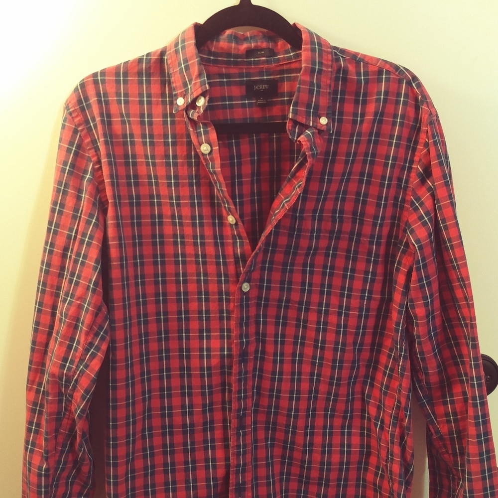 Men's JCrew Slim Plaid Shirt SIZE MEDIUM